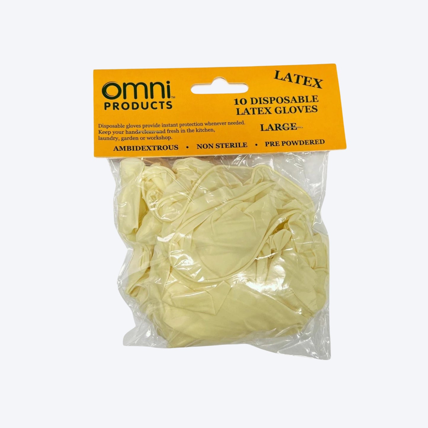 OMNI LATEX GLOVES LARGE 10 DISPOSABLES