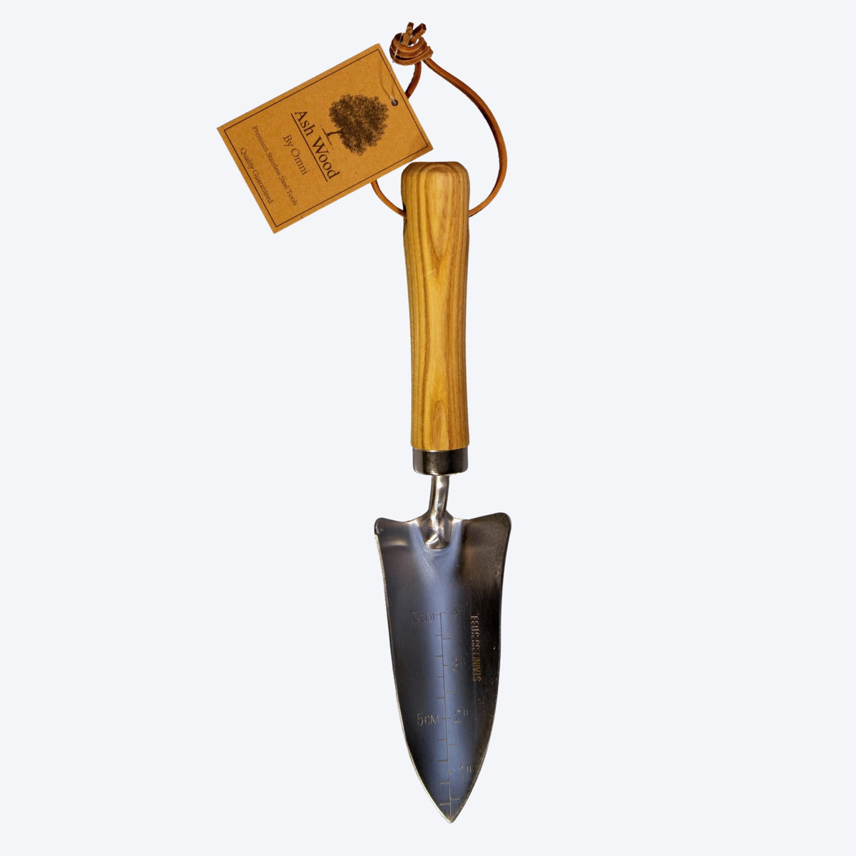STAINLESS STEEL TRANSPLANTER TROWEL WITH WOODEN HANDLE - SSWTT