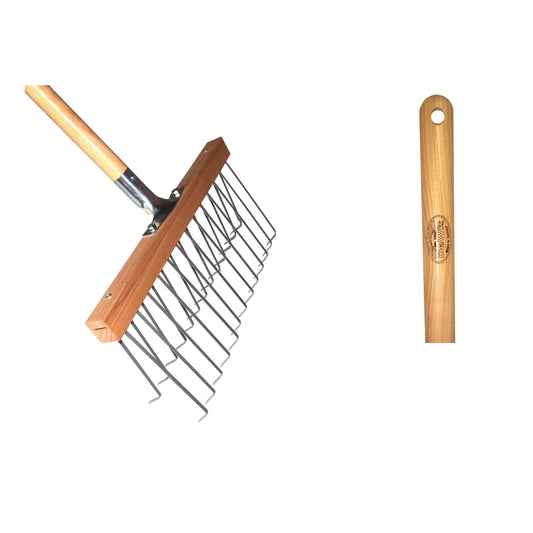 DEWIT LAWN RAKE DOUBLE ROW TINES ASH HANDLE 1400MM - 1114
