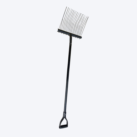 VIKING TRADE™ - MANURE RAKE 18 TYNE STEEL WITH HOLLOW CORE FIBREGLASS D HANDLE - VTF80075