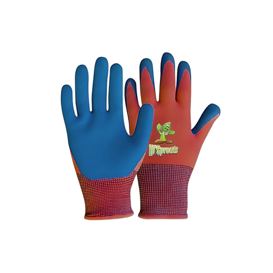 LIL SPROUTS CHILDRENS GLOVE 8 - 12 yrs. Red or Blue foam latex with knit wrist - K812