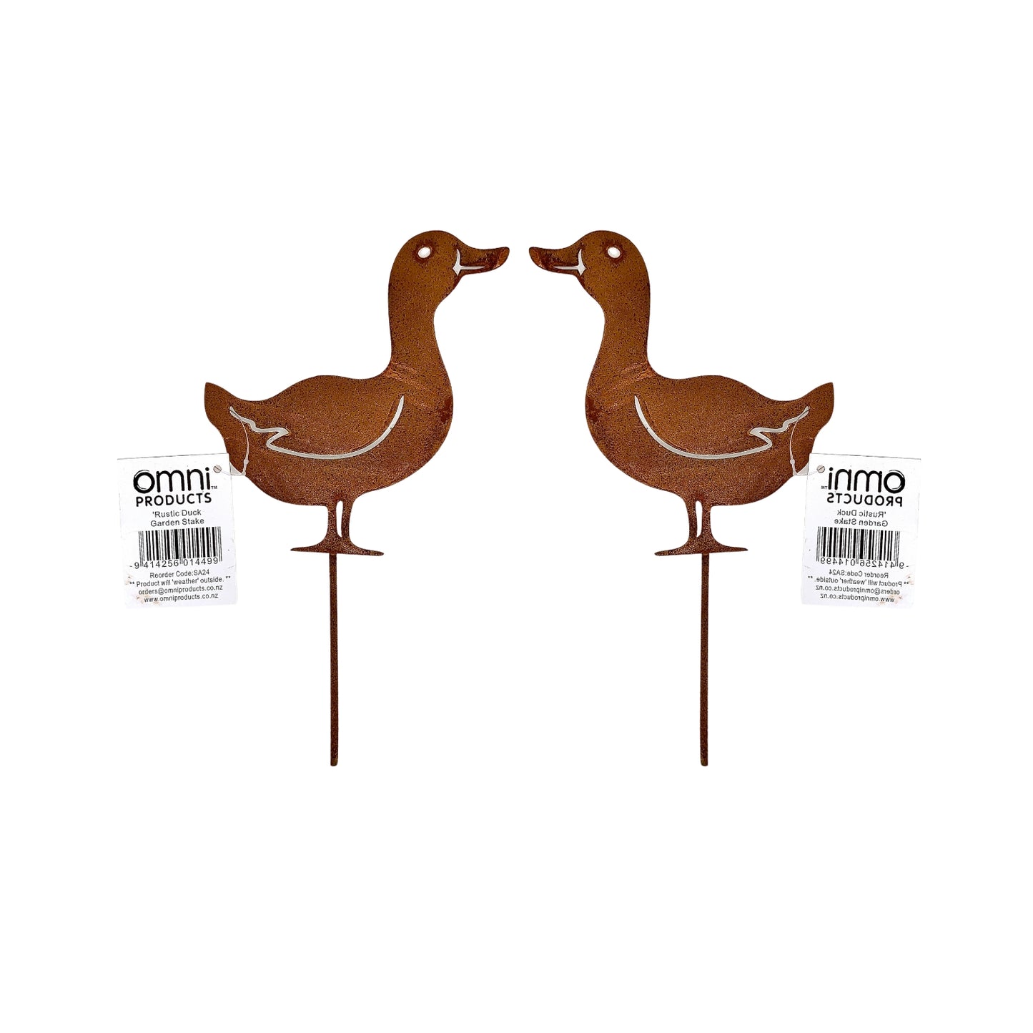 RUSTIC DUCK GARDEN STAKE  (12 PER SET - 4 EACH OF 3 DESIGNS) - SA24