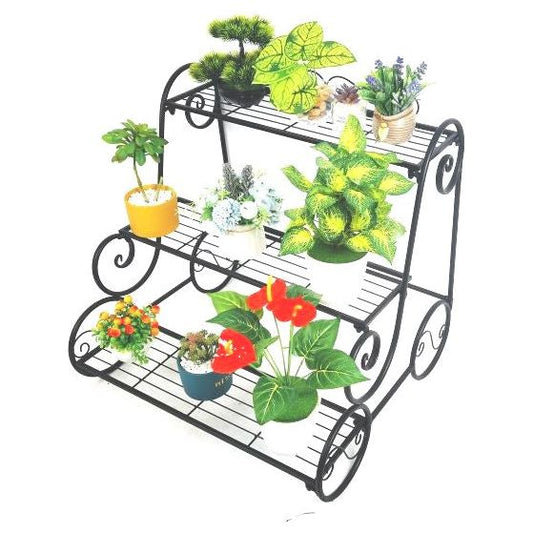 PLANT STAND IRON 2 TIER BLACK - SHB4