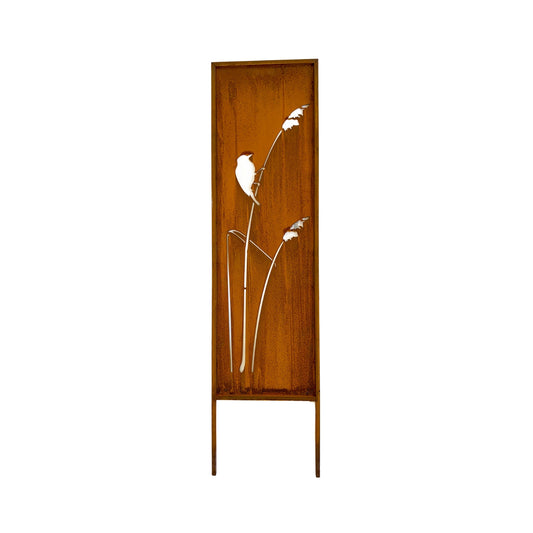 RUSTIC GARDEN SCREEN - BIRD ON A REED - SA44