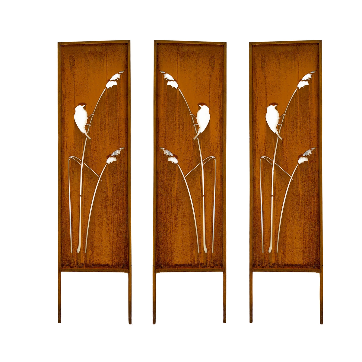 Bird Screen Rack RUSTIC GARDEN SCREEN - BIRD ON A REED - SA44 – Omni Products Store